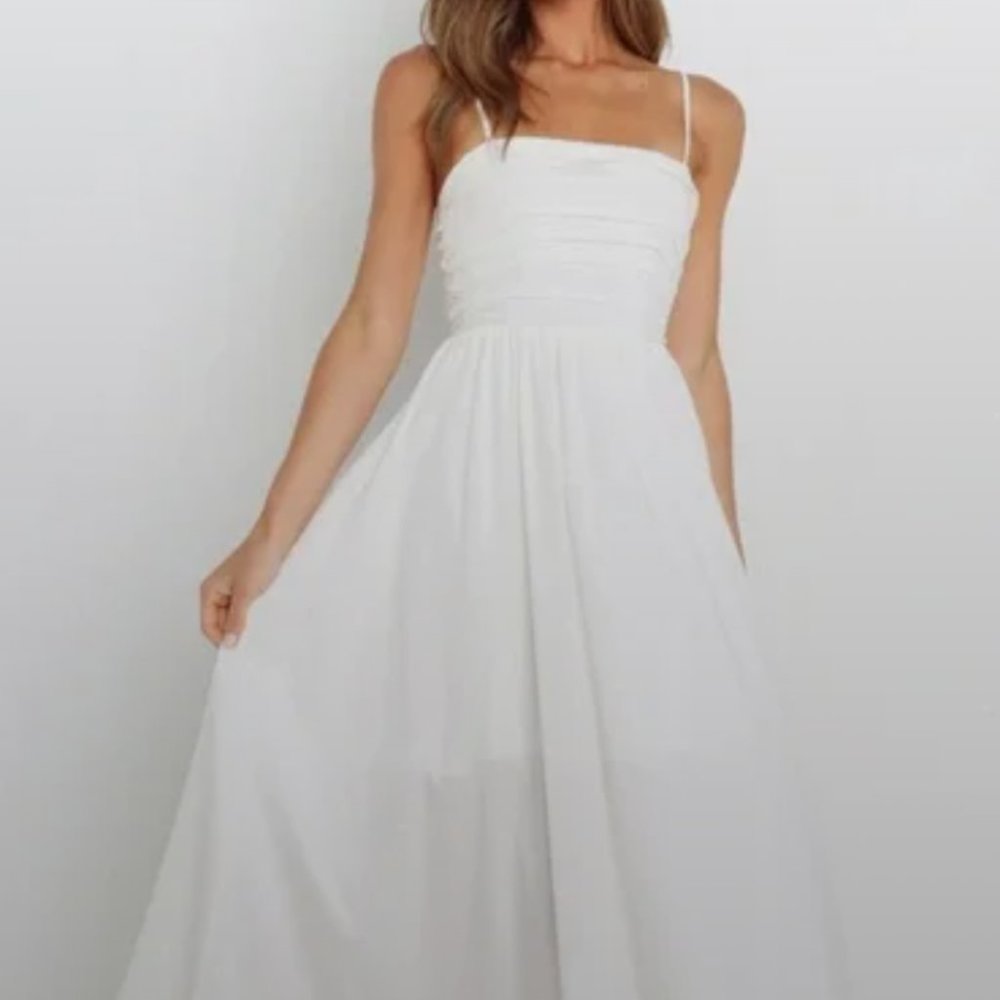 Petal & Pup White Maxi Dress with Spaghetti Straps